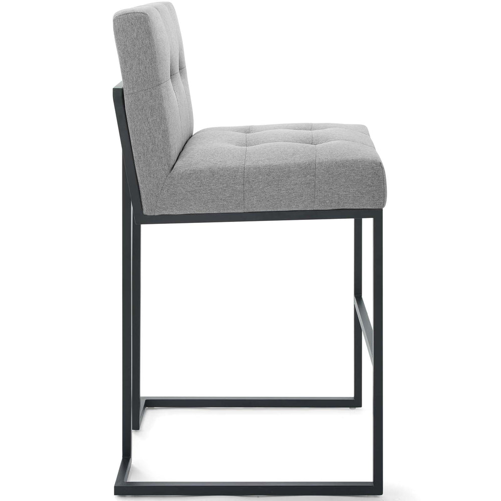 Privy Black Stainless Steel Upholstered Fabric Bar Stool Black Light Gray EEI-3857-BLK-LGR