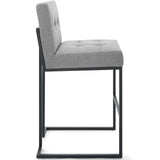 Privy Black Stainless Steel Upholstered Fabric Bar Stool Black Light Gray EEI-3857-BLK-LGR