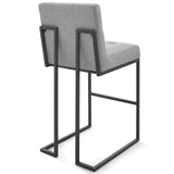 Privy Black Stainless Steel Upholstered Fabric Bar Stool Black Light Gray EEI-3857-BLK-LGR