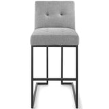 Privy Black Stainless Steel Upholstered Fabric Bar Stool Black Light Gray EEI-3857-BLK-LGR