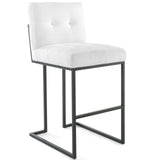 Privy Black Stainless Steel Upholstered Fabric Bar Stool Black White EEI-3857-BLK-WHI