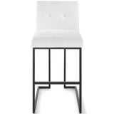 Privy Black Stainless Steel Upholstered Fabric Bar Stool Black White EEI-3857-BLK-WHI