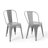 Promenade Bistro Dining Side Chair Set of 2 Silver EEI-3859-SLV