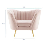 Opportunity Performance Velvet Armchair Pink EEI-3874-PNK