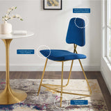 Ponder Performance Velvet Counter Stool Navy EEI-3879-NAV