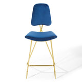 Ponder Performance Velvet Bar Stool Navy EEI-3880-NAV