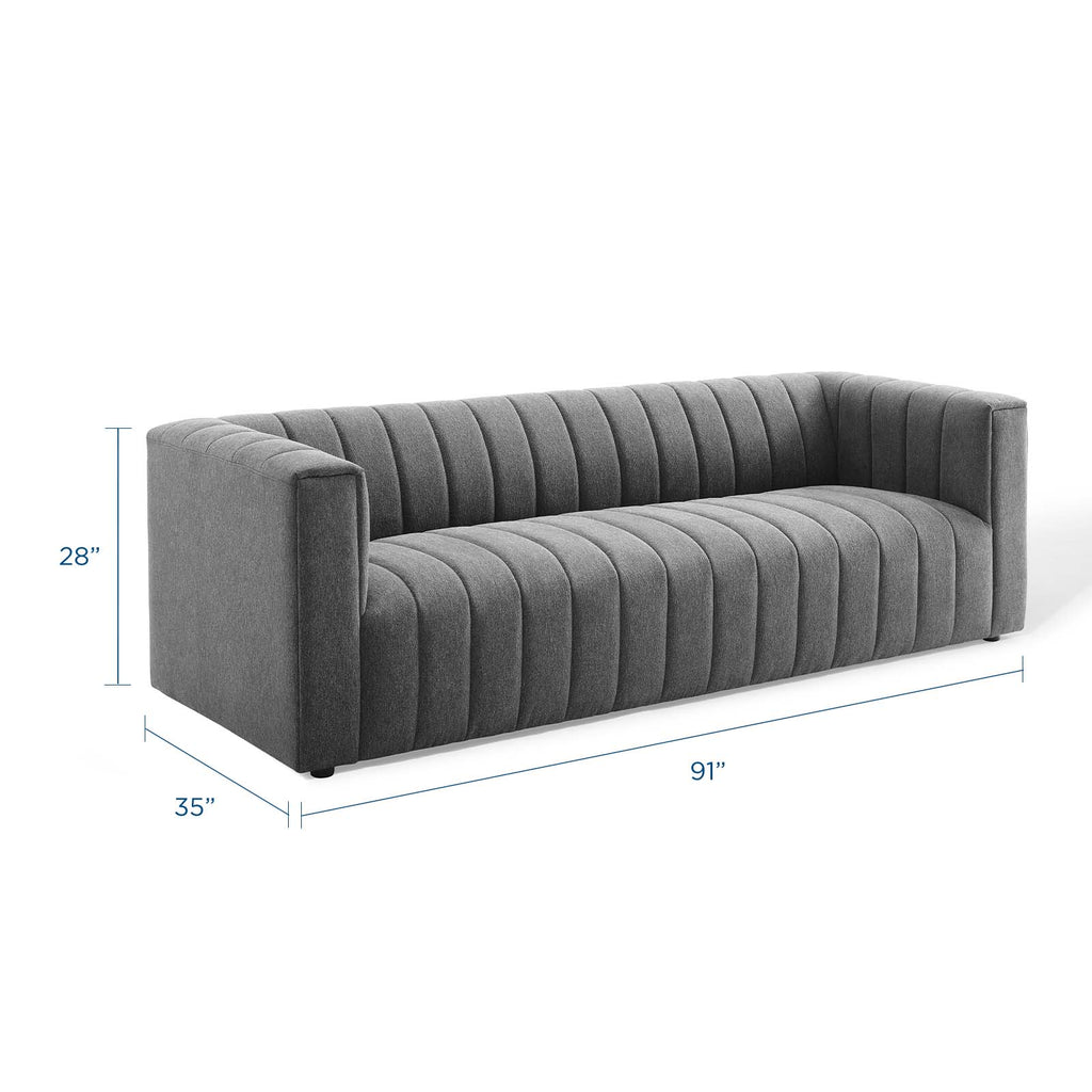 Reflection Channel Tufted Upholstered Fabric Sofa Charcoal EEI-3881-CHA