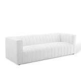 Reflection Channel Tufted Upholstered Fabric Sofa White EEI-3881-WHI