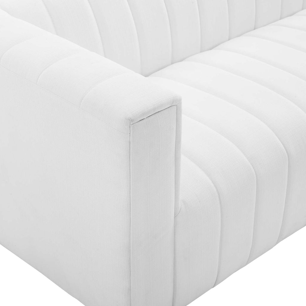 Reflection Channel Tufted Upholstered Fabric Sofa White EEI-3881-WHI