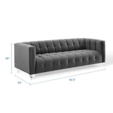 Mesmer Channel Tufted Button Performance Velvet Sofa Charcoal EEI-3882-CHA