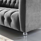 Mesmer Channel Tufted Button Performance Velvet Sofa Charcoal EEI-3882-CHA