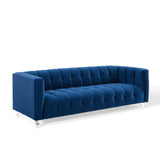 Mesmer Channel Tufted Button Performance Velvet Sofa Navy EEI-3882-NAV