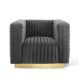 Charisma Channel Tufted Performance Velvet Accent Armchair Charcoal EEI-3887-CHA