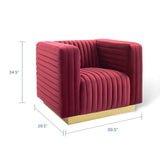 Modway Furniture Charisma Channel Tufted Performance Velvet Accent Armchair 0423 Maroon EEI-3887-MAR