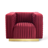 Modway Furniture Charisma Channel Tufted Performance Velvet Accent Armchair 0423 Maroon EEI-3887-MAR