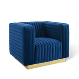 Charisma Channel Tufted Performance Velvet Accent Armchair Navy EEI-3887-NAV