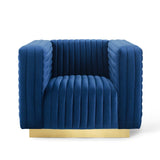 Charisma Channel Tufted Performance Velvet Accent Armchair Navy EEI-3887-NAV