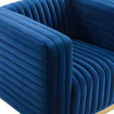 Charisma Channel Tufted Performance Velvet Accent Armchair Navy EEI-3887-NAV