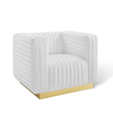 Charisma Channel Tufted Performance Velvet Accent Armchair White EEI-3887-WHI