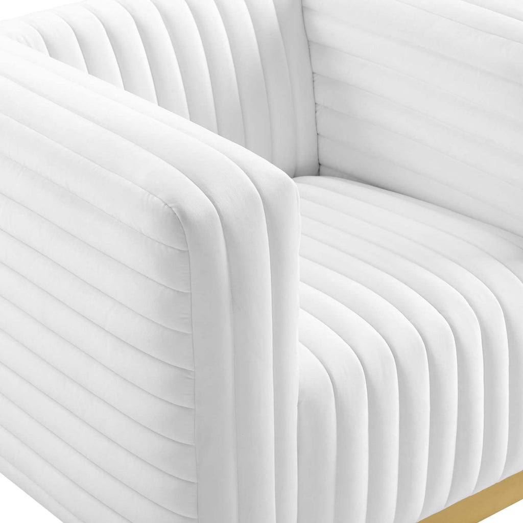 Charisma Channel Tufted Performance Velvet Accent Armchair White EEI-3887-WHI