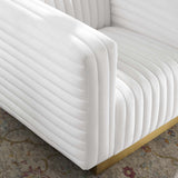 Charisma Channel Tufted Performance Velvet Accent Armchair White EEI-3887-WHI