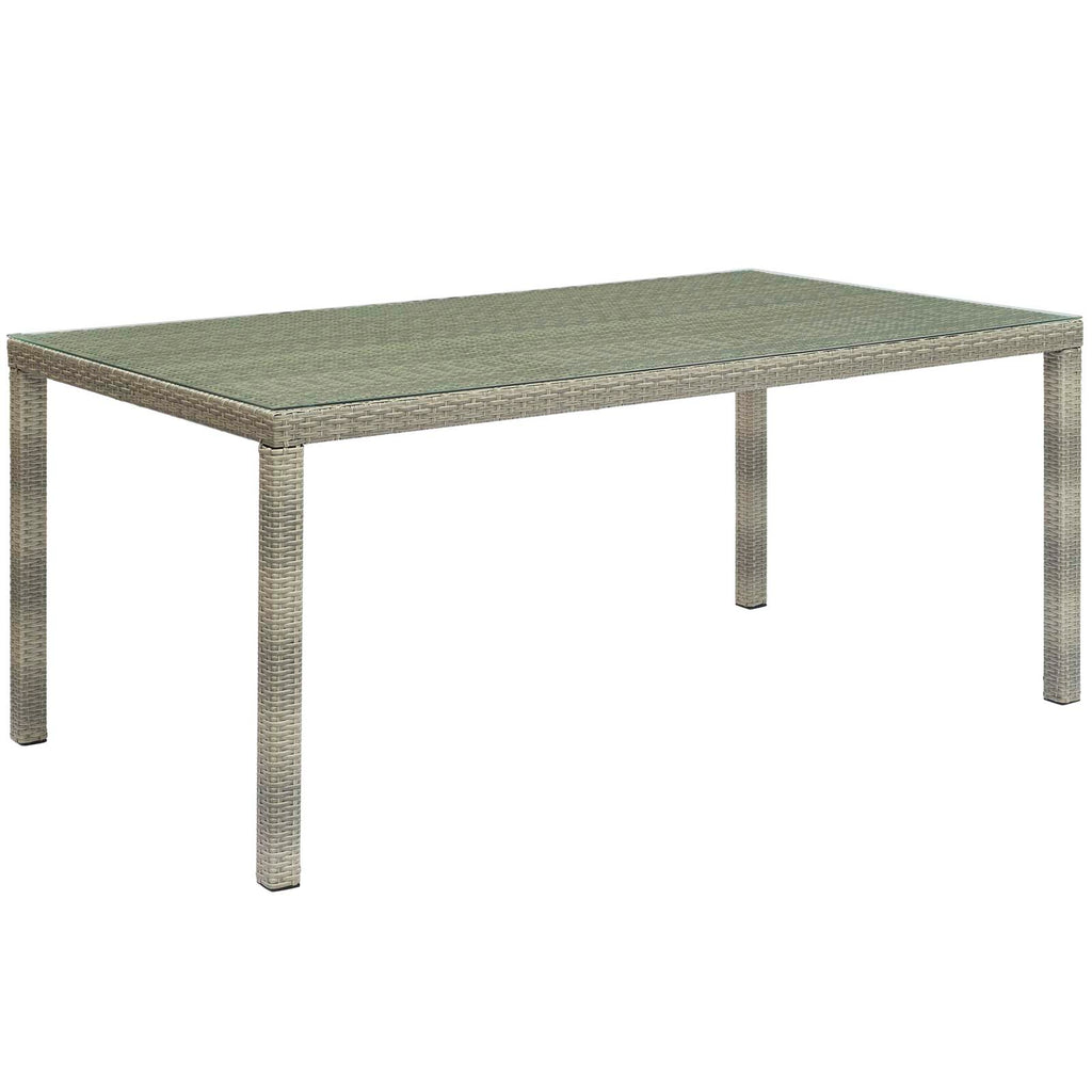 Modway Furniture Conduit 5 Piece Outdoor Patio Wicker Rattan Dining Set Light Gray Green 88.5 x 120 x 34.5