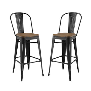 Promenade Bar Stool Set of 2 Black EEI-3896-BLK-SET