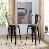 Promenade Bar Stool Set of 2 Black EEI-3896-BLK-SET