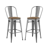 Promenade Bar Stool Set of 2 Gunmetal EEI-3896-GME-SET