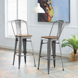 Promenade Bar Stool Set of 2 Gunmetal EEI-3896-GME-SET