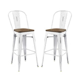 Promenade Bar Stool Set of 2 White EEI-3896-WHI-SET