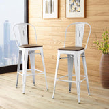 Promenade Bar Stool Set of 2 White EEI-3896-WHI-SET