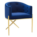 Savour Tufted Performance Velvet Accent Dining Armchair Navy EEI-3906-NAV