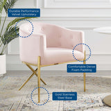 Savour Tufted Performance Velvet Accent Dining Armchair Pink EEI-3906-PNK