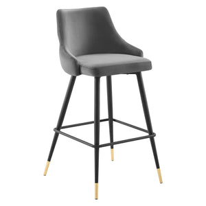 Adorn Performance Velvet Bar Stool Gray EEI-3909-GRY