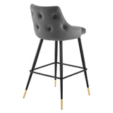 Adorn Performance Velvet Bar Stool Gray EEI-3909-GRY