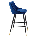 Adorn Performance Velvet Bar Stool Navy EEI-3909-NAV