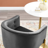 Modway Furniture Savour Tufted Performance Velvet Bar Stool Charcoal 26 x 23.5 x 40.5