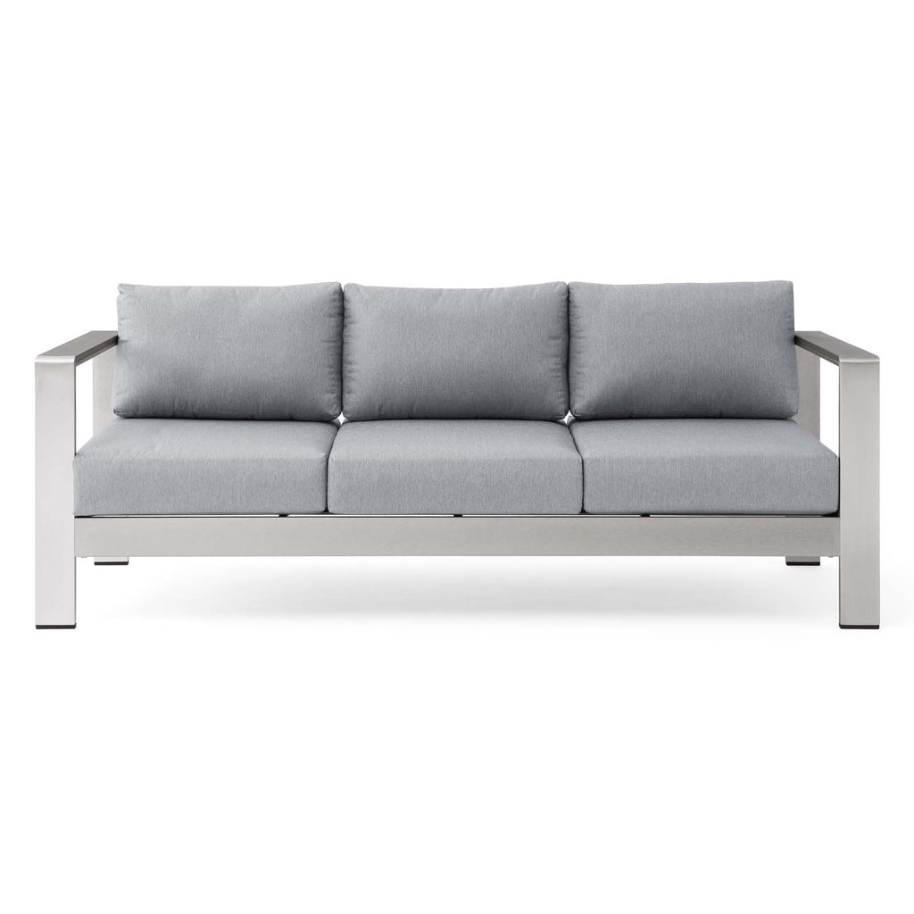 Shore Outdoor Patio Aluminum Sofa Silver Gray EEI-3917-SLV-GRY
