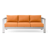Shore Outdoor Patio Aluminum Sofa Silver Orange EEI-3917-SLV-ORA