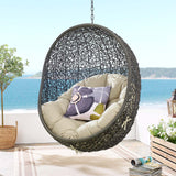 Hide Outdoor Patio Sunbrella® Swing Chair With Stand Gray Beige EEI-3929-GRY-BEI