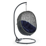 Hide Outdoor Patio Sunbrella® Swing Chair With Stand Gray Navy EEI-3929-GRY-NAV