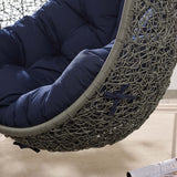 Hide Outdoor Patio Sunbrella® Swing Chair With Stand Gray Navy EEI-3929-GRY-NAV