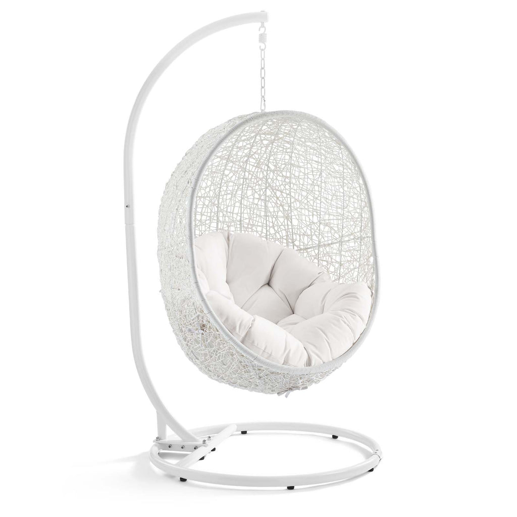 Hide Outdoor Patio Sunbrella® Swing Chair With Stand White White EEI-3929-WHI-WHI