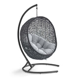 Encase Sunbrella® Swing Outdoor Patio Lounge Chair Black Gray EEI-3943-BLK-GRY