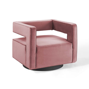 Booth Performance Velvet Swivel Armchair Dusty Rose EEI-3948-DUS