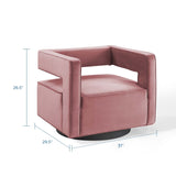 Booth Performance Velvet Swivel Armchair Dusty Rose EEI-3948-DUS