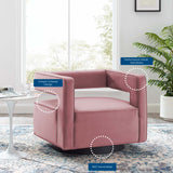 Booth Performance Velvet Swivel Armchair Dusty Rose EEI-3948-DUS