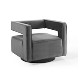 Booth Performance Velvet Swivel Armchair Gray EEI-3948-GRY