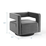 Booth Performance Velvet Swivel Armchair Gray EEI-3948-GRY